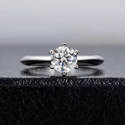 Round Cut Moissanite Solitaire Engagement Ring Solid 925 Sterling Silver 0.5-2CT • $33.99