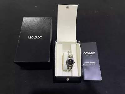 Movado 81 E4 1842 Amorosa Diamonds Black Museum Dial Ladies Quartz Bangle Watch • $199