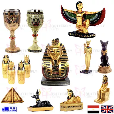 Ancient Egyptian Collectable Decorative Figures Ornaments Golden Bast Pyramids • £9.95