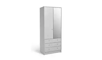 Malibu 2 Door 3 Drawer Mirror Wardrobe - White • £93.50