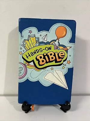 NLT Hands-On Bible Updated Ed - Electric Blue Leather Like Hard Cover - RARE • $100
