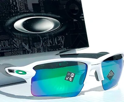 NEW* Oakley FLAK JACKET 2.0 WHITE Polished PRIZM JADE Iridium Sunglass 9188-92 • $136.88