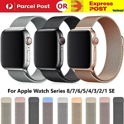 $5.99 • Buy For Apple Watch IWatch Band Series 8 7 SE 6 5 4 3 Magnetic Stainless Steel Strap