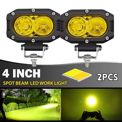 Pair Yellow 4inch 240W LED Work Light Cube Pods Driving Fog SPOT Amber Lamp Bulb • $25.99