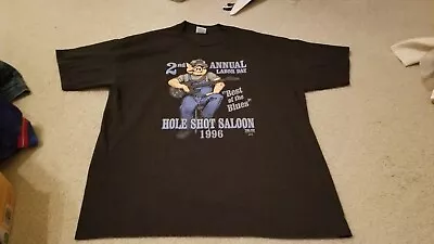 Vintage Hole Shot Saloon 2nd Annual Labor Day 1996 Jerzees 50/50 XL Black Shirt  • $21.59