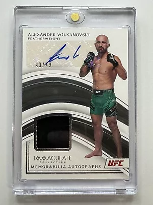 2023 UFC Panini Immaculate Alexander Volkanovski Memorabilia Auto 43/49 • $50