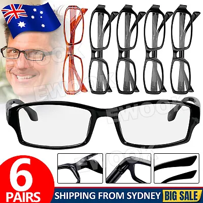 6 Pairs Mens Ladies Wayfarer Frame Magnifying Reading Glasses Nerd Spectacl AU • $8.85