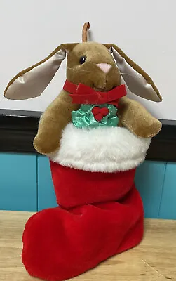 Vintage Velveteen Rabbit Plush In Christmas Stocking Bunny Long Ears Decoration • $19.99