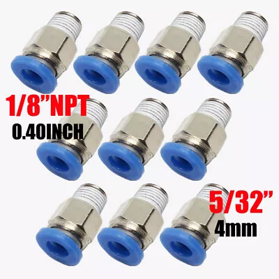 10X Male Straight Connector Tube OD 5/32  (4mm) X NPT 1/8 PU Air Push In Fitting • $13.49