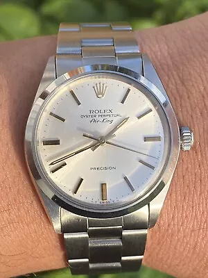 Vintage Rolex Oyster Perpetual Air King Ref 5500  Silver Dial Watch Year 1980 • £6500