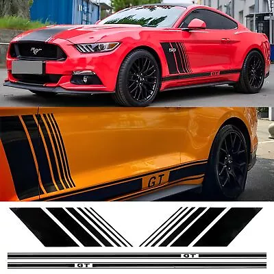 Customized Sport Racing Vinyl Side Stripe Body Decals For Ford Mustang GT Shelby • $32.29