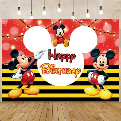 Mickey Mouse Baby Shower Happy Birthday Backdrop Photograph Background Party • $10.07