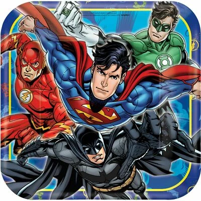 $10.95 • Buy Justice League Party Supplies Large Square Plates (Pk.8 - 9 Inch / 22.9cm)