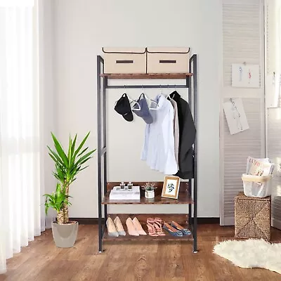 $71 • Buy Industrial Coat Rack Hall Tree Entryway Shoe Bench Home Storage Shelf