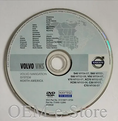 2002-2009 Volvo S60 GPS Navigation DVD Disc Coverage Western U.S Canada Map OEM • $79