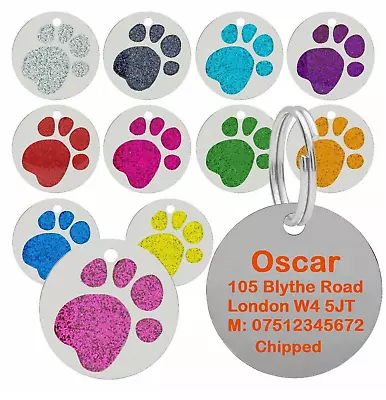 £2.79 • Buy Engraved Dog Tag Personalised ID Tags Name Disc Pet Cat Tags Animal Cat Collar