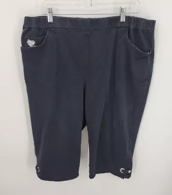 Quacker Factory Pants Womens Plus 1X Cropped Black Bling Pocket Stretch Pull On • $20.40