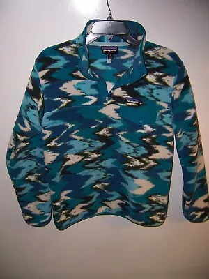 Patagonia Aztec Synchilla Fleece Snap T Size Mens S Small Green Blue • $49.99