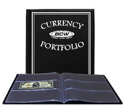 BCW Currency Portfolio / Album (Black) Holds 30 Notes / Bills Paper Money Holder • $14.99