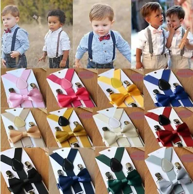 Suspender And Bow Tie Colors Baby Toddler Kids Boys Girls Child SETS USA Seller • $9.88