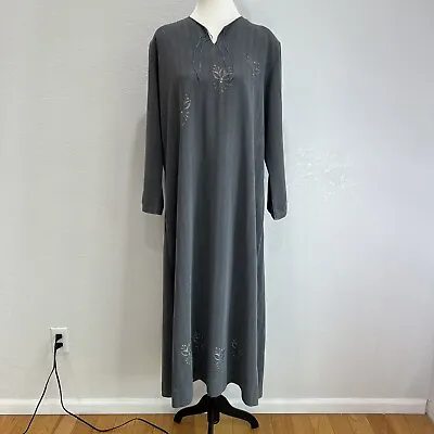 Women Vintage V Neck Long Maxi Dress Dress Plus 3 Gray 3/4 Sleeve • $19.48