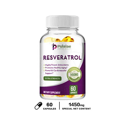 Resveratrol 1450mg - For Brain Skin & Immune SystemHeartCardiovascular Health • £9.04