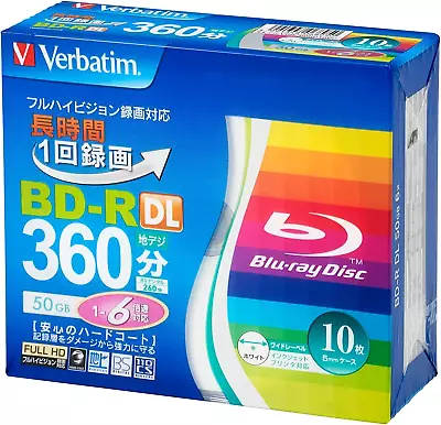 Verbatim Blank Blu-ray BD-R DL 50GB 10-Discs Single Side VBR260RP10V2 1-6x New • $56.99