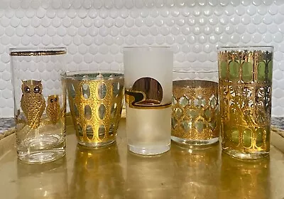 5 Mixed Culver Glasses Highball Rocks Glass Vintage Culver • $69.95