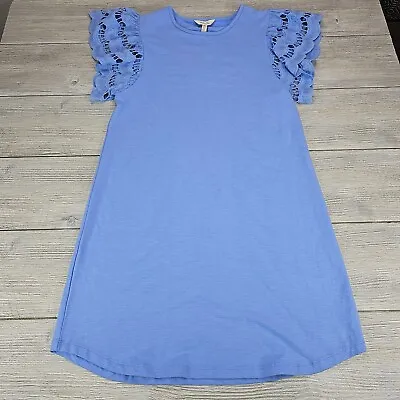 Matilda Jane Dress NEW Sz S Blue Eyelet Flutter Sleeve In Season Dress NWT • $15.57