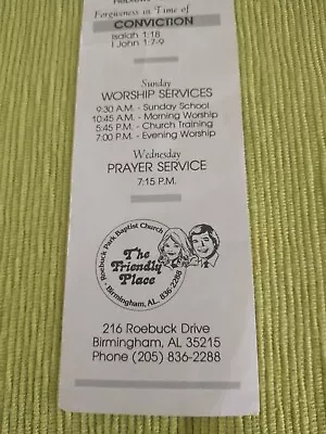 60s 70s 80s Vintage Paper Bookmark Baptist Church Birmingham Alabama Bible Verse • $4.50