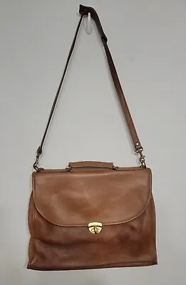 Jack Georges Leather Briefcase Vintage Tan Crossbody  • $35.88