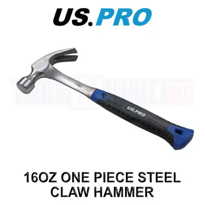 US PRO Tools 16oz Steel Curved Claw Hammer Hardened Steel Fibreglass Handle 3445 • £9.83