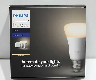 Philips Hue White Starter Kit A60 E27 | 2x Bulbs | Bridge  • $94.49