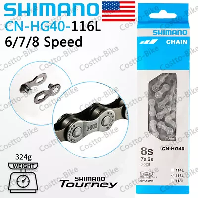 Shimano MTB CN-HG40 6/7/8 Speed Chain Mountain Road Bike Bicycle 116L Quick Link • $15.39