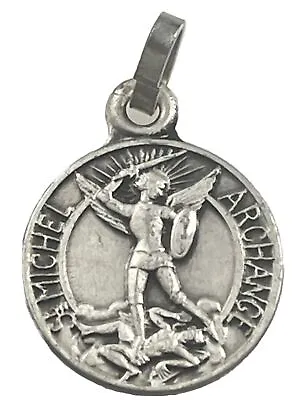 Vintage Catholic St Michel Archange St Michael Silver Tone Religious Medal • $10.99
