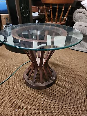 Wormley Dunbar Mid Century Sheaf Of Wheat Side Table Vintage End Glass Top • $500