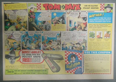 $25 • Buy Ralston Cereal Ad: Tom Mix  Pocket Knife  Premium From 1939 Size: 11 X 15 Inches