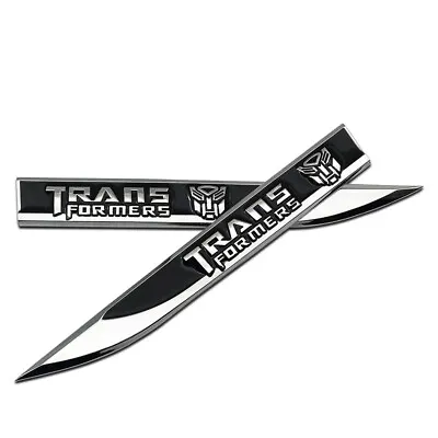 Pair Chrome Black Metal Transformers Autobots Emblem Fender Door Side Badge Logo • $9.99