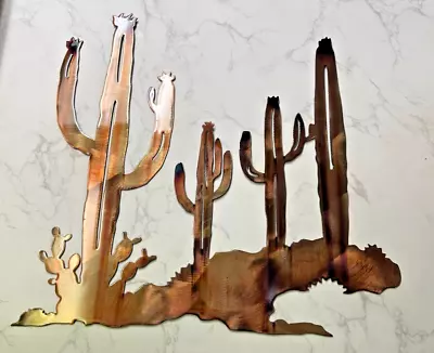 Arizona Cactus Metal Wall Art - Copper Plated -  16  X 16  • $49.98