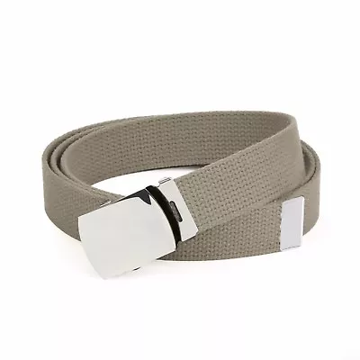 Hold’Em Military Canvas Webbing Belts For MEN’S–Polished Silver Buckle – Univers • $13.49
