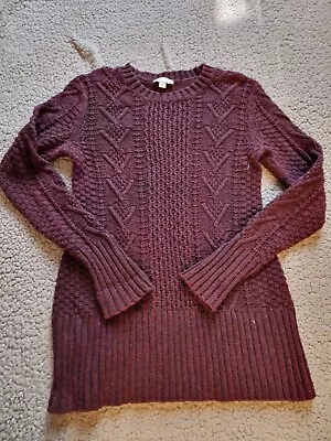 Womens GAP Maternity Size S Cable Knit Burgundy Jumper • £4.50