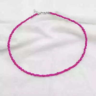 Necklace Beaded Colourful Choker String Strand Handmade 3mm Beads Free Bag UK • £3.98