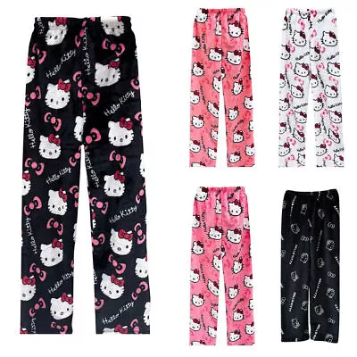 `Women Cartoon Hello Kitty Cat Flannel Warmer Pyjamas Soft Pajamas Sleep Pants • $24.19