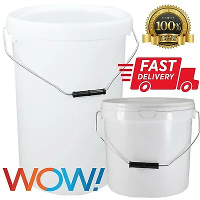 Plastic Buckets Tubs White Containers Tamper Evident Lids 0.5L 1L 3L 5L 10L 25L • £14.59