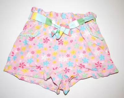 Matilda Jane Women's Pink Multicolor Tie Waist Rayon Shorts Size 6 Waist 20  • $3.99