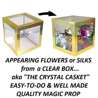 APPEARING FLOWERS SILKS 8 Inch LARGE CLEAR BOX + FREE SPRING FLOWERS MAGIC TRICK • £43.32