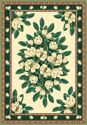 IVORY Floral MAGNOLIA 6X8 Area Rug TRADITIONAL Country : Actual 5' 3  X 7' 6  • $59