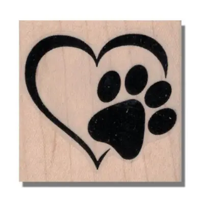PAW HEART Rubber Stamp Paw Stamp Heart Stamp Hearts Dog Stamp Cat Stamp Pet • $8.63