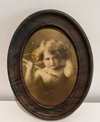 Antique Cupid Awake 1897 M B Parkinson Print Metal Frame 9” Valentines Decor • $19.99