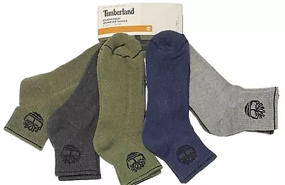 Timberland 5-Pair Men's Cushioned Quarter Crew Socks  Green/Blue/Gray • $22.99